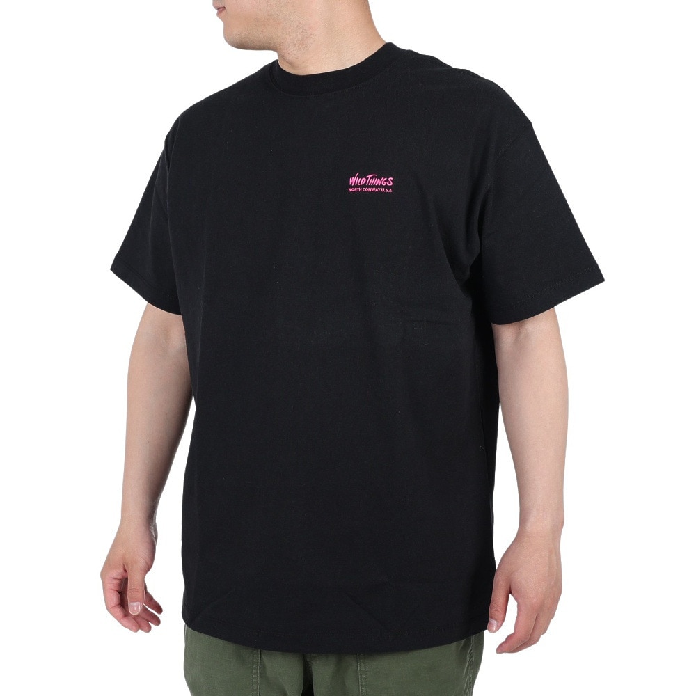 ワイルドシングス（WILD THINGS）（メンズ）ワイルド キャット 半袖Tシャツ WT23034SK-BLACK ブラック