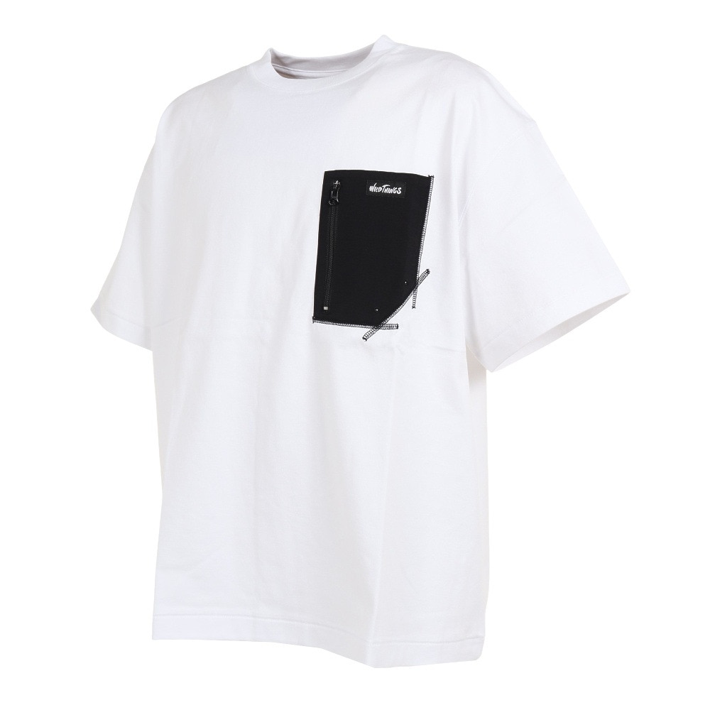 ワイルドシングス（WILD THINGS）（メンズ）半袖Tシャツ キャンプ ポケットTシャツ WT23039KY-WHITE ホワイト
