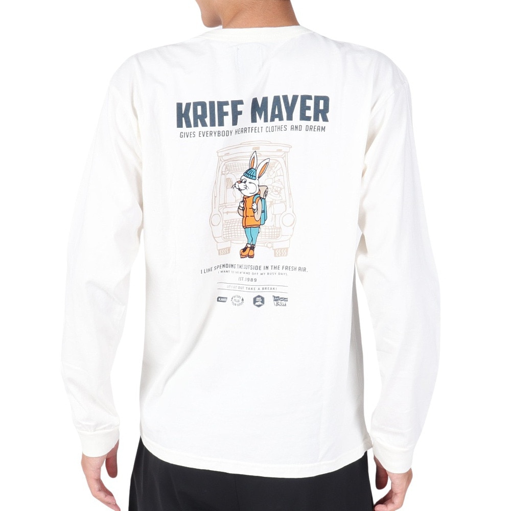 クリフメイヤー（KRIFF MAYER）（メンズ）長袖Tシャツ ロンT キャンプラビットプリントポケ 長袖Tシャツ 2317801-5:OFF ホワイト