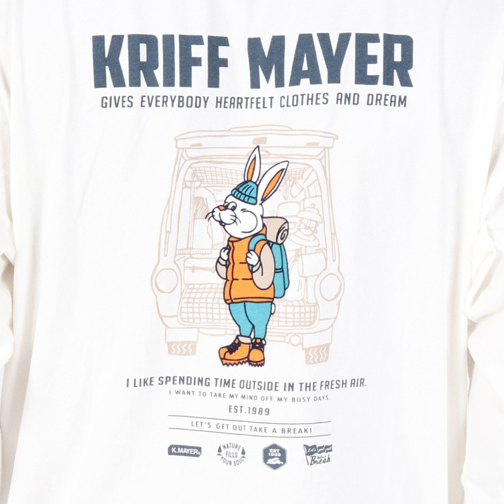 クリフメイヤー（KRIFF MAYER）（メンズ）長袖Tシャツ ロンT キャンプラビットプリントポケ 長袖Tシャツ 2317801-5:OFF ホワイト