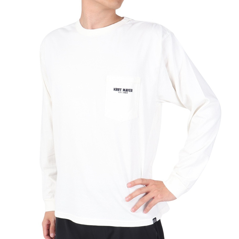 クリフメイヤー（KRIFF MAYER）（メンズ）長袖Tシャツ ロンT キャンプラビットプリントポケ 長袖Tシャツ 2317801-5:OFF ホワイト