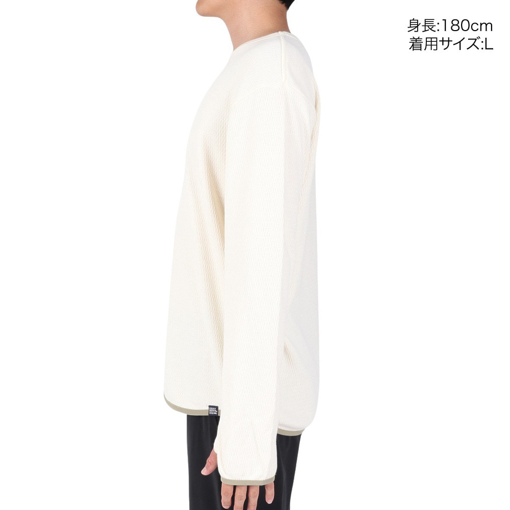クリフメイヤー（KRIFF MAYER）（メンズ）柔らかな着心地 長袖Tシャツ ロンT サーマルパイピング 長袖Tシャツ 2317806-9:NATURAL ホワイト 指貫仕様