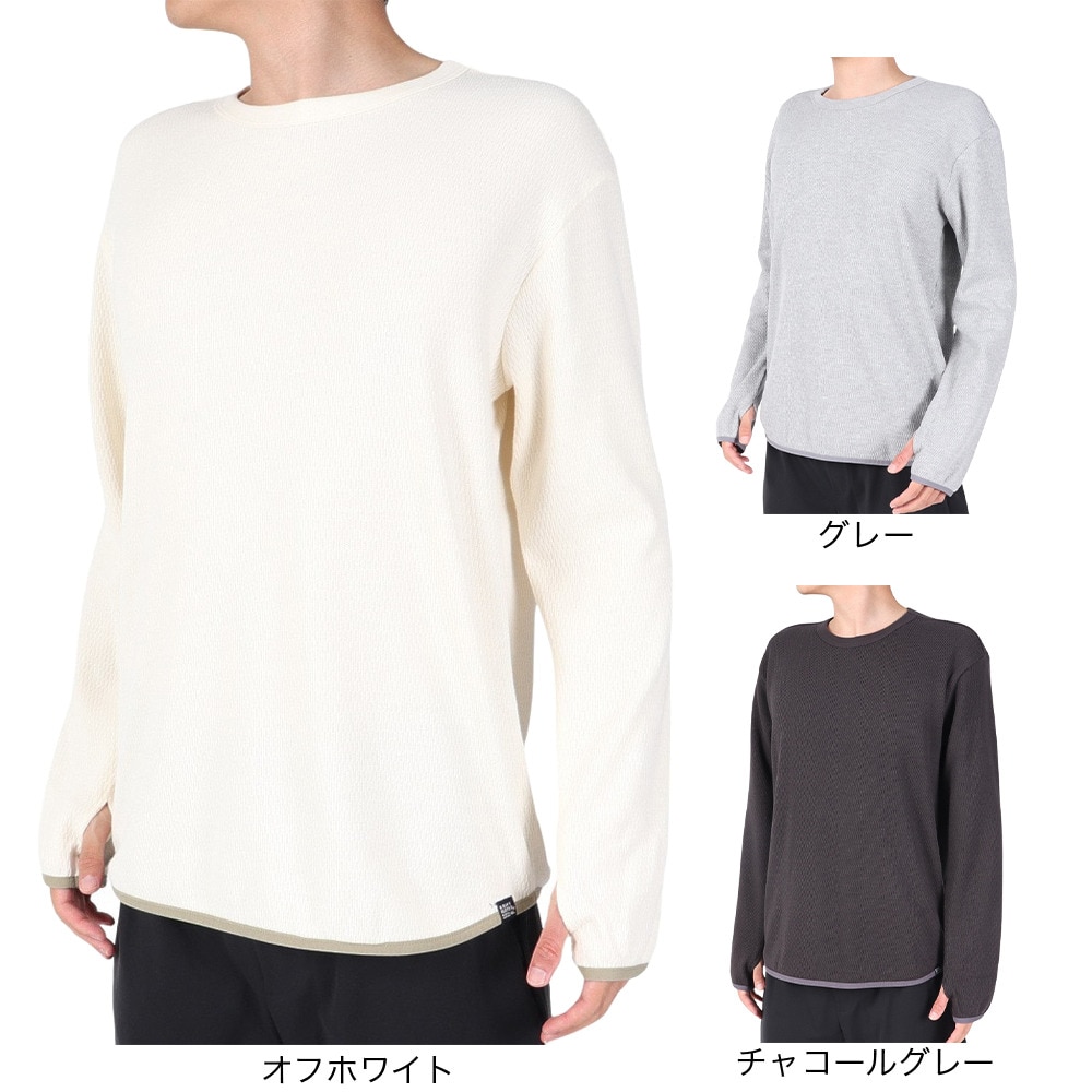 クリフメイヤー（KRIFF MAYER）（メンズ）柔らかな着心地 長袖Tシャツ ロンT サーマルパイピング 長袖Tシャツ 2317806-15:GRAY グレー 指貫仕様