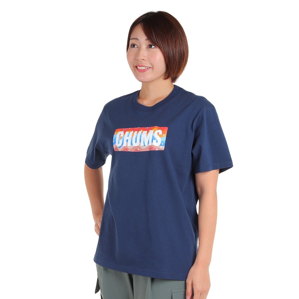 チャムス（CHUMS）（メンズ、レディース）高耐久 ヘビー ウェイト コットン ロゴスターズアンドストライプTシャツ CH01-2388-N001 ネイビー ブレイキン