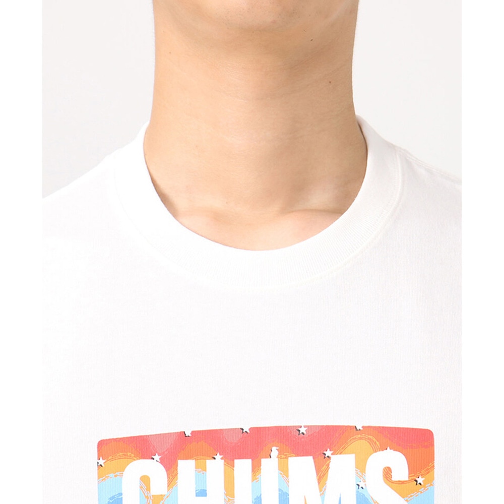 チャムス（CHUMS）（メンズ、レディース）高耐久 ヘビー ウェイト コットン ロゴスターズアンドストライプTシャツ CH01-2388-W001 ホワイト ブレイキン