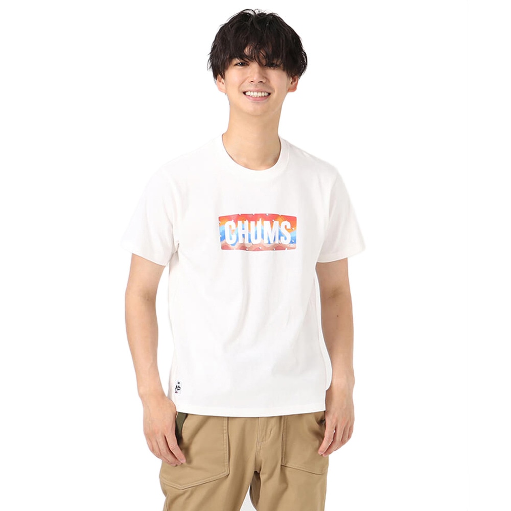 チャムス（CHUMS）（メンズ、レディース）高耐久 ヘビー ウェイト コットン ロゴスターズアンドストライプTシャツ CH01-2388-W001 ホワイト ブレイキン