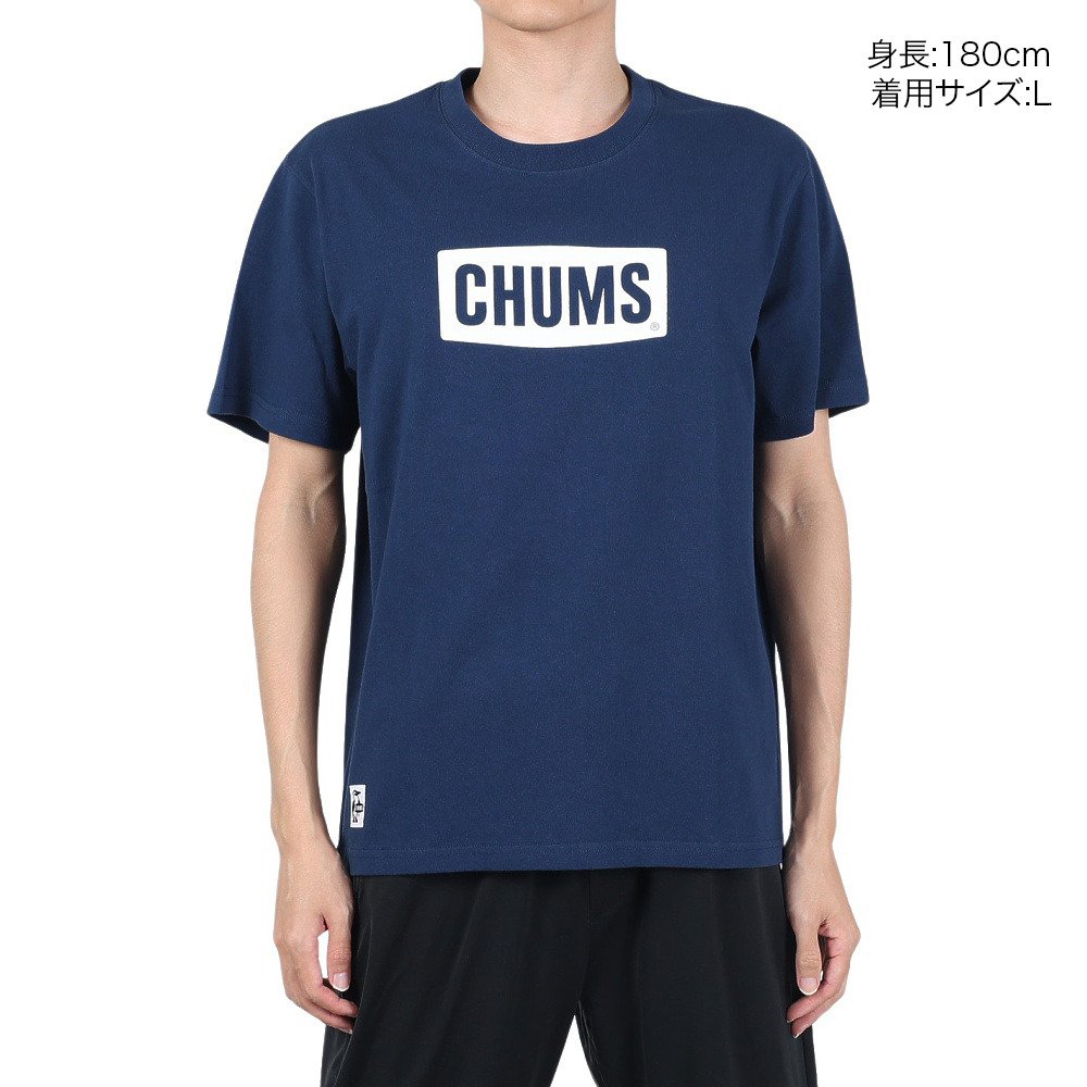 チャムス（CHUMS）（メンズ）Tシャツ 半袖 ロゴ CH01-2277-N034 綿100％ ネイビー