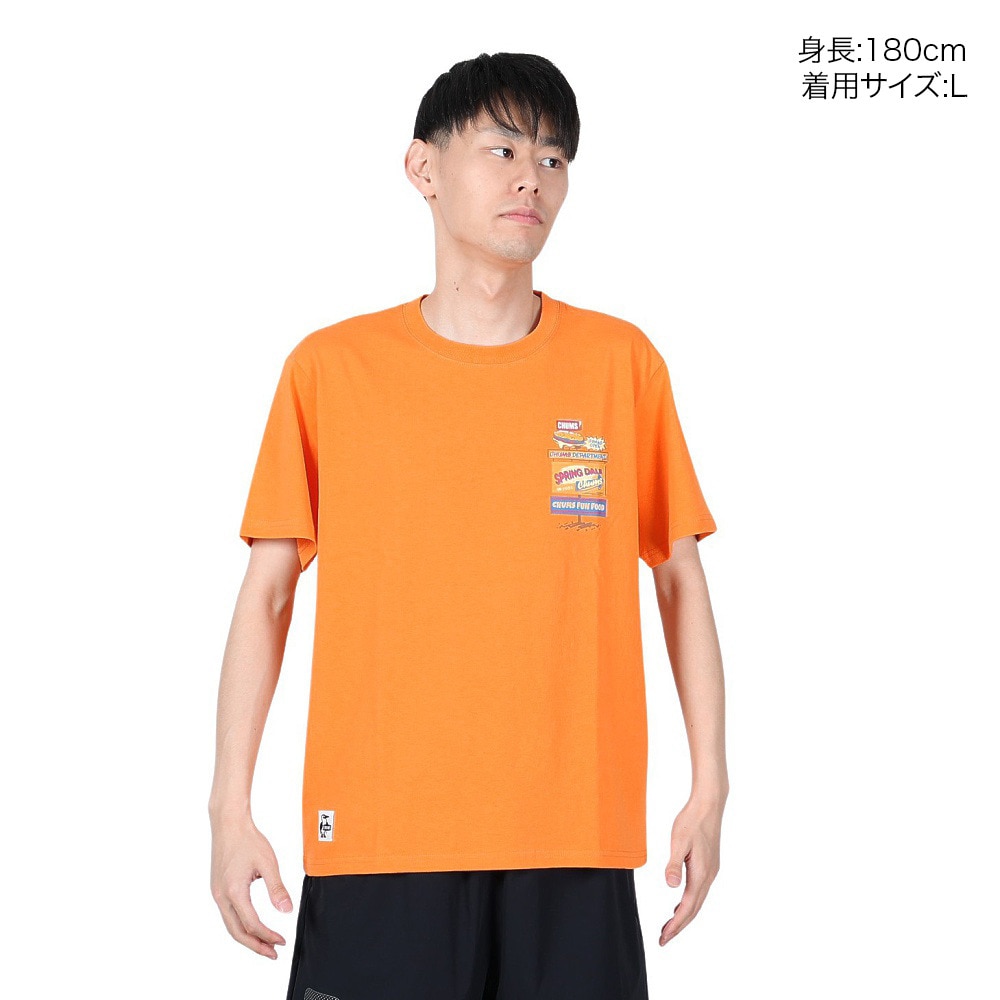 チャムス（CHUMS）（メンズ）高耐久 ヘビーウェイトコットン 半袖 デパートTシャツ CH01-2353-D001 オレンジ 綿100 厚地