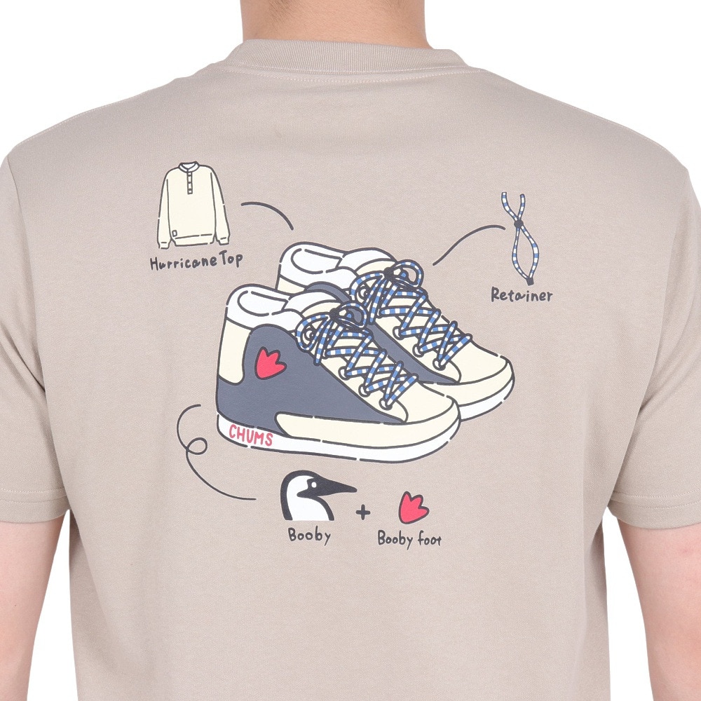 チャムス（CHUMS）（メンズ）接触冷感 吸水速乾 バックプリント マイアイディールシューズTシャツ CH01-2368-G057 ベージュ