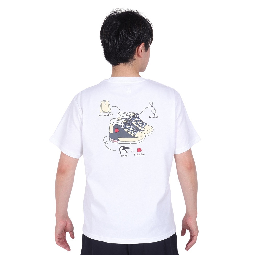 チャムス（CHUMS）（メンズ）触冷感 吸水速乾 バックプリント マイアイディールシューズTシャツ CH01-2368-W001 ホワイト