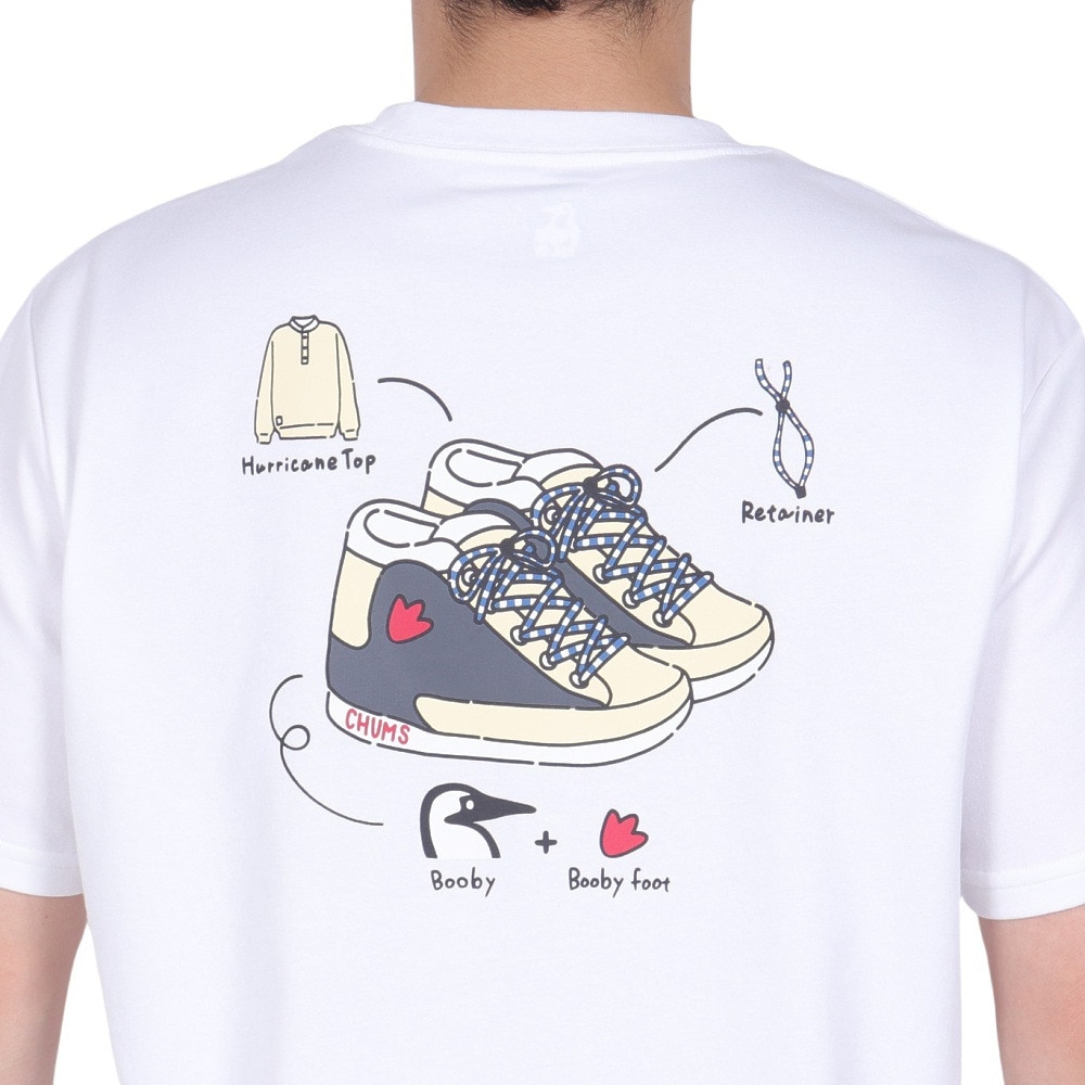 チャムス（CHUMS）（メンズ）触冷感 吸水速乾 バックプリント マイアイディールシューズTシャツ CH01-2368-W001 ホワイト