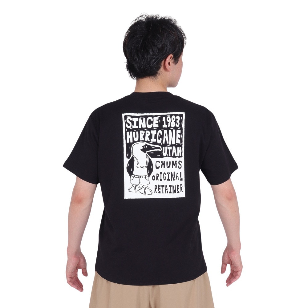 チャムス（CHUMS）（メンズ）接触冷感 吸水速乾 バックプリント ウッドブロックプリントTシャツ CH01-2369-K001 ブラック