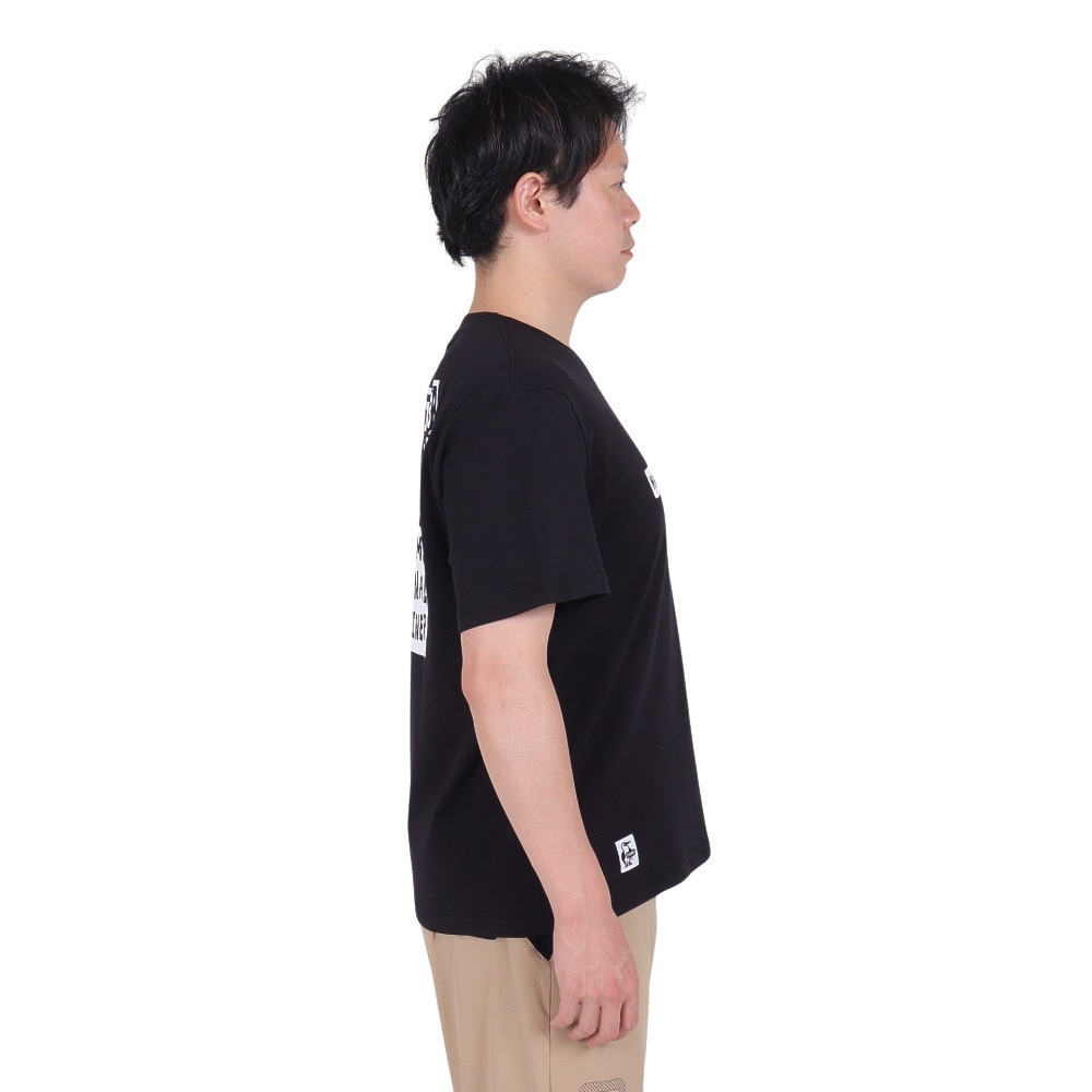 チャムス（CHUMS）（メンズ）接触冷感 吸水速乾 バックプリント ウッドブロックプリントTシャツ CH01-2369-K001 ブラック