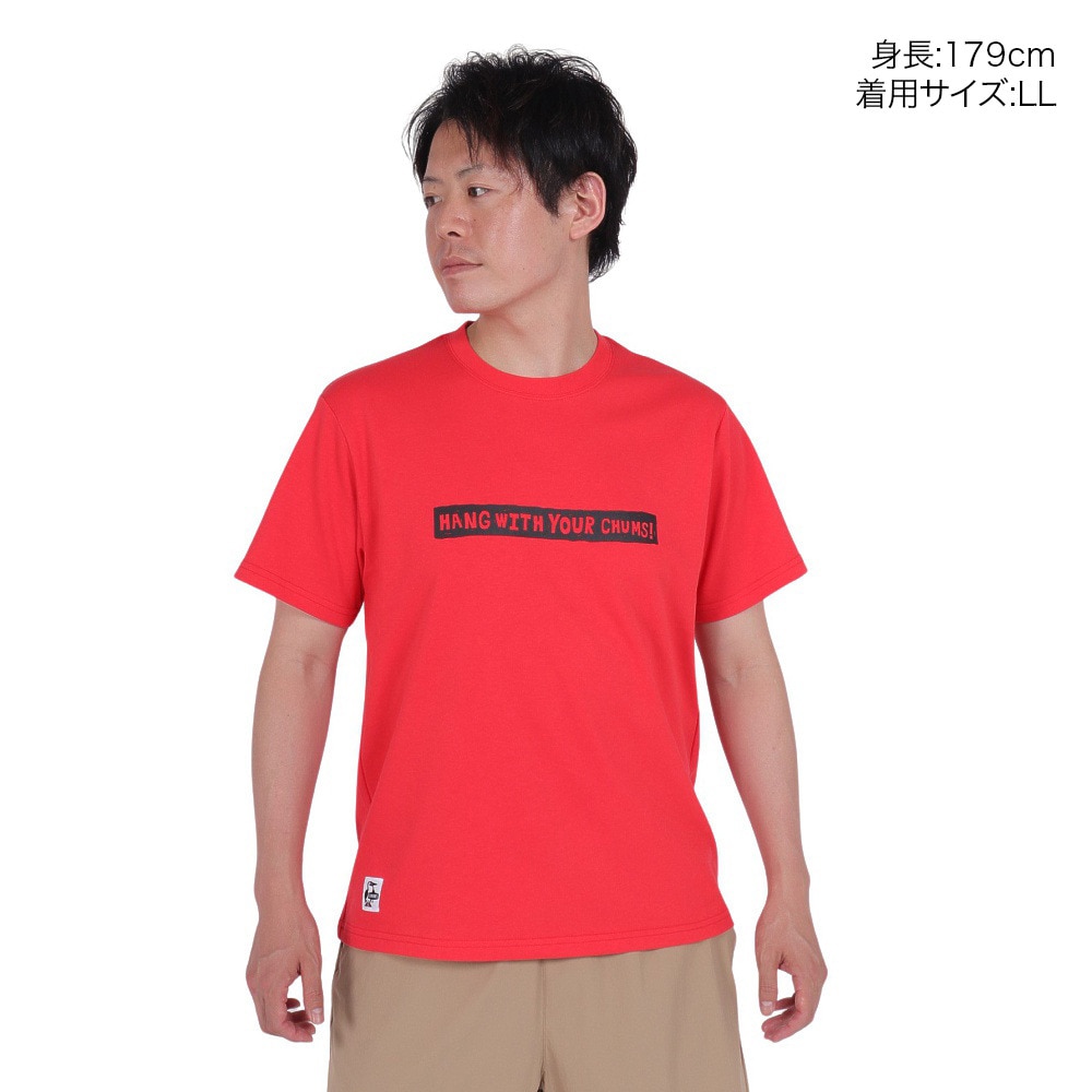 チャムス（CHUMS）（メンズ）接触冷感 吸水速乾 バックプリント ウッドブロックプリントTシャツ CH01-2369-R001 レッド