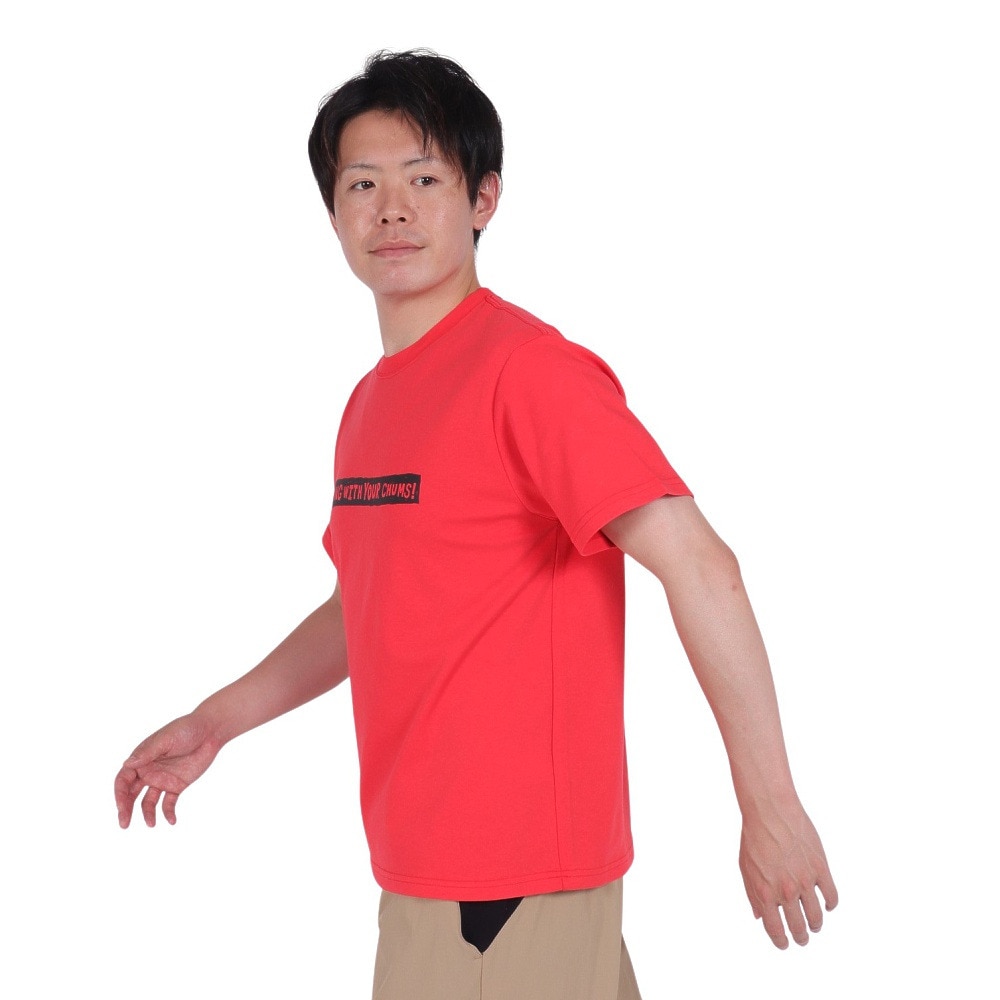 チャムス（CHUMS）（メンズ）接触冷感 吸水速乾 バックプリント ウッドブロックプリントTシャツ CH01-2369-R001 レッド