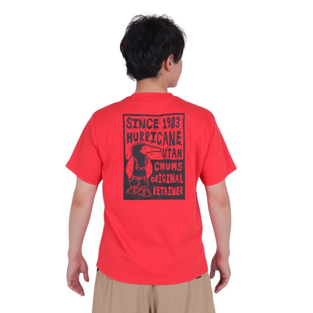 チャムス（CHUMS）（メンズ）接触冷感 吸水速乾 バックプリント ウッドブロックプリントTシャツ CH01-2369-R001 レッド