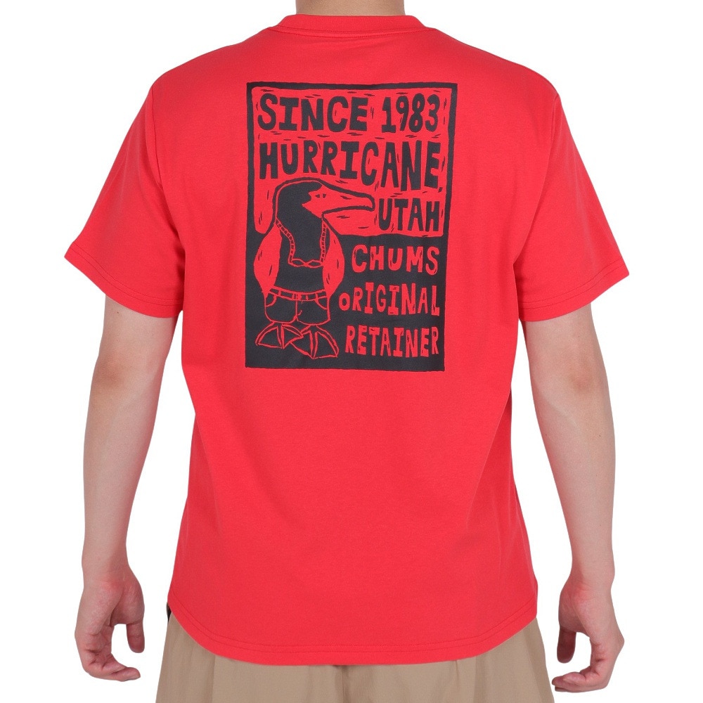 チャムス（CHUMS）（メンズ）接触冷感 吸水速乾 バックプリント ウッドブロックプリントTシャツ CH01-2369-R001 レッド