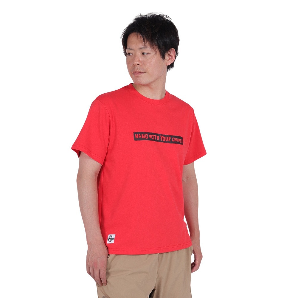 チャムス（CHUMS）（メンズ）接触冷感 吸水速乾 バックプリント ウッドブロックプリントTシャツ CH01-2369-R001 レッド