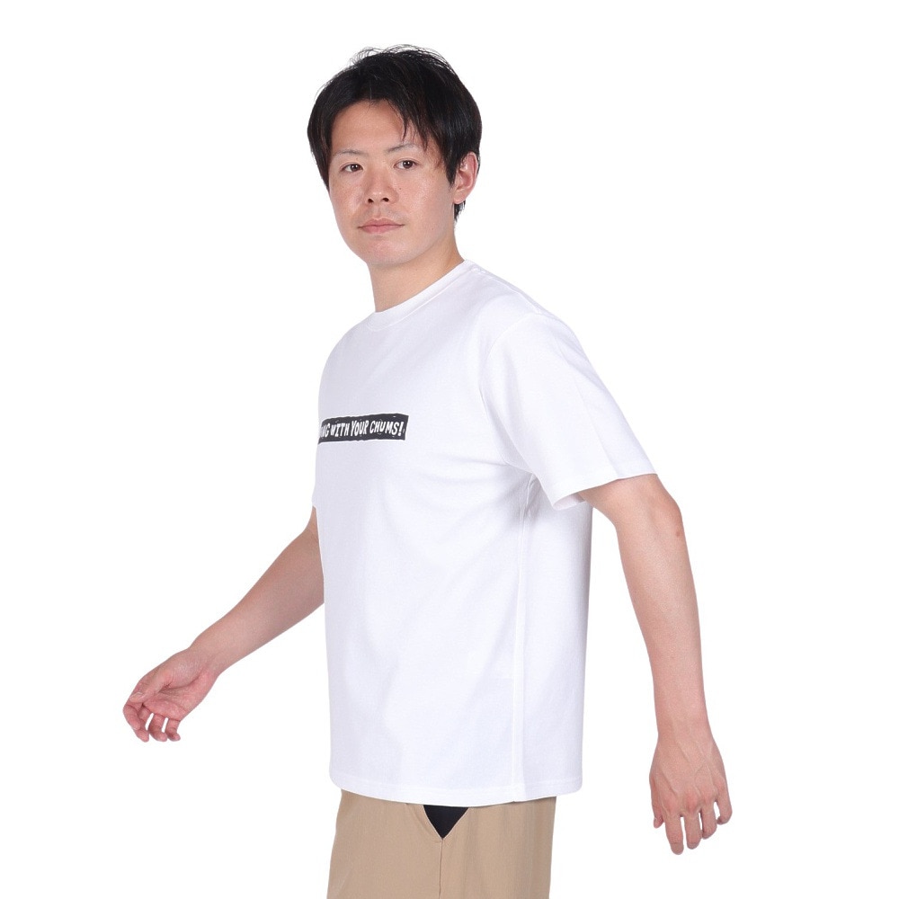 チャムス（CHUMS）（メンズ）接触冷感 吸水速乾 バックプリント ウッドブロックプリントTシャツ CH01-2369-W001 ホワイト