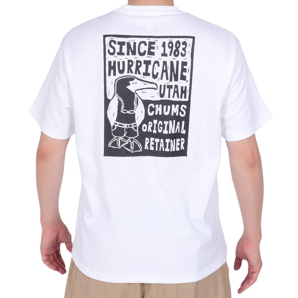 チャムス（CHUMS）（メンズ）接触冷感 吸水速乾 バックプリント ウッドブロックプリントTシャツ CH01-2369-W001 ホワイト