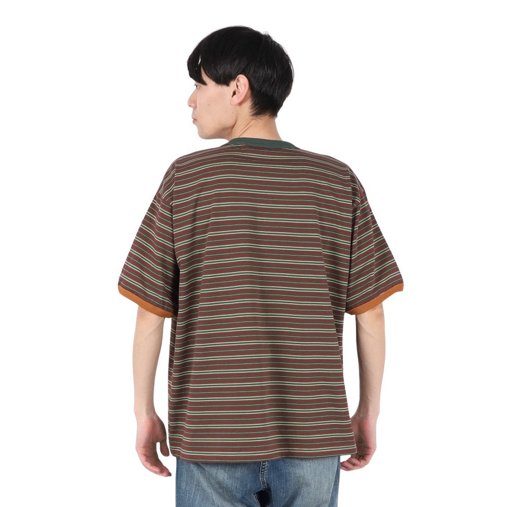 クリフメイヤー（KRIFF MAYER）（メンズ）チルタイムマルチボーダー半袖Tシャツ 2343100-29:BROWN
