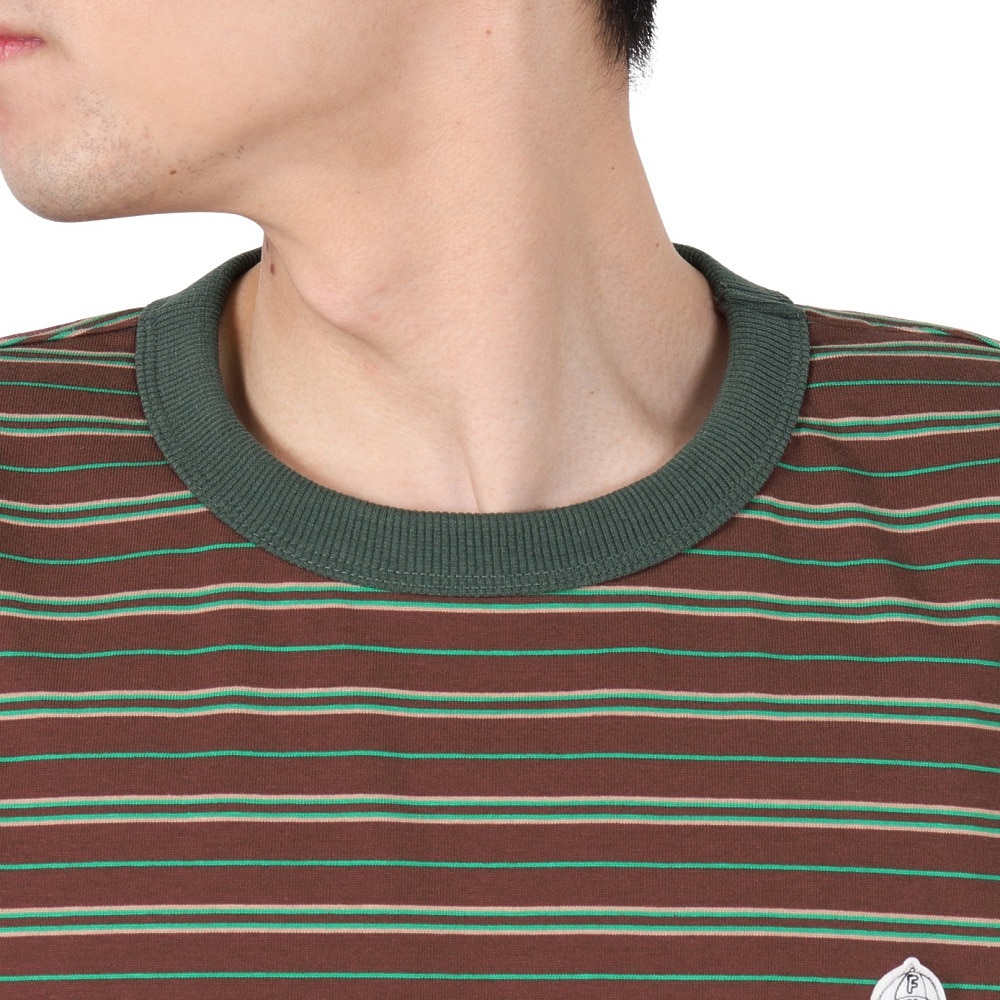 クリフメイヤー（KRIFF MAYER）（メンズ）チルタイムマルチボーダー半袖Tシャツ 2343100-29:BROWN