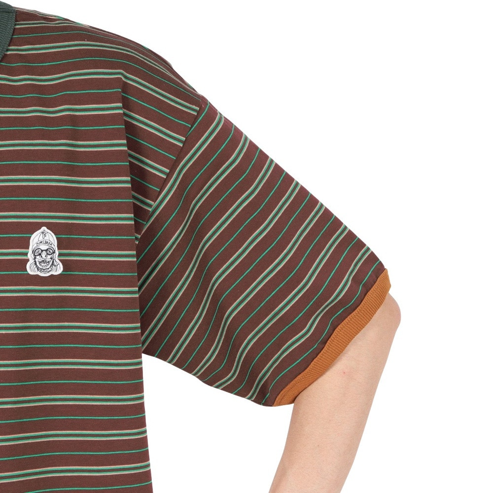 クリフメイヤー（KRIFF MAYER）（メンズ）チルタイムマルチボーダー半袖Tシャツ 2343100-29:BROWN