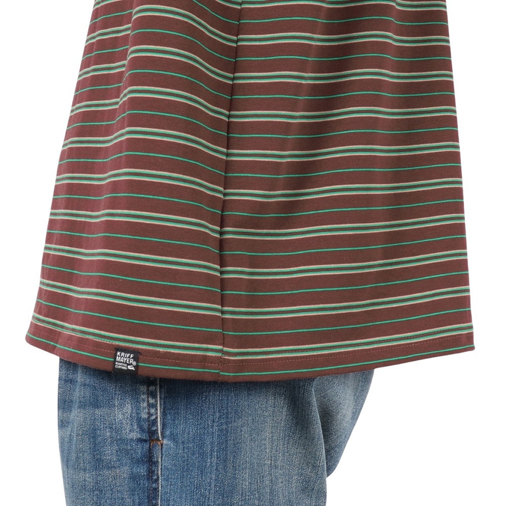 クリフメイヤー（KRIFF MAYER）（メンズ）チルタイムマルチボーダー半袖Tシャツ 2343100-29:BROWN