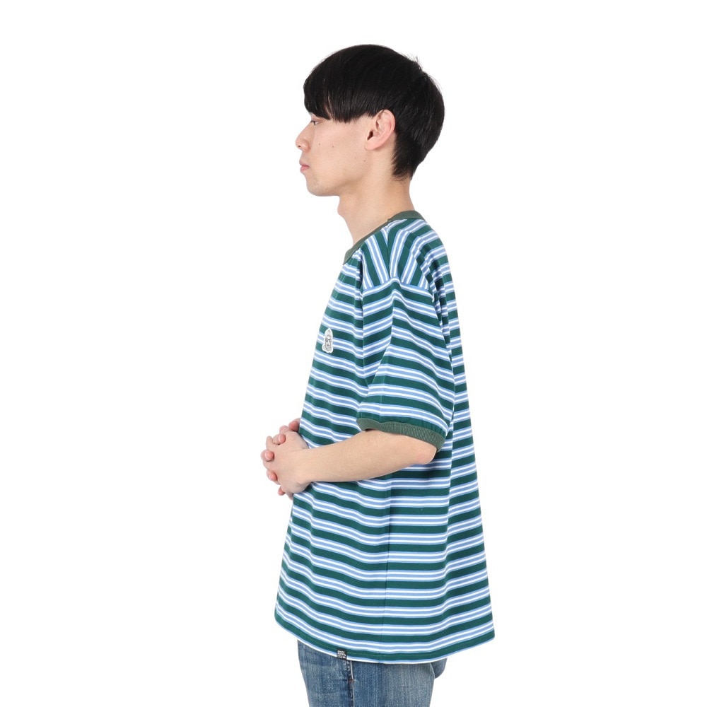クリフメイヤー（KRIFF MAYER）（メンズ）チルタイムマルチボーダー半袖Tシャツ 2343100-65:GREEN