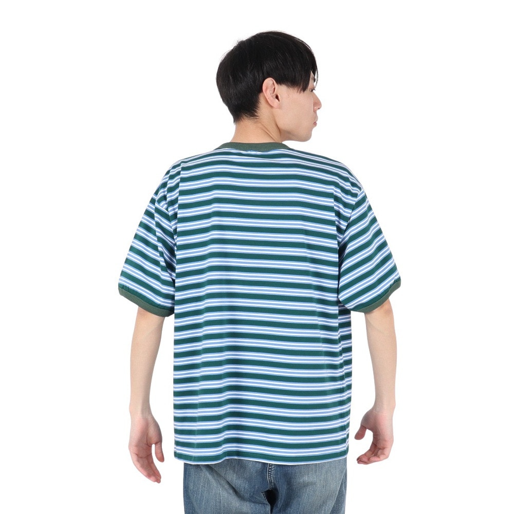 クリフメイヤー（KRIFF MAYER）（メンズ）チルタイムマルチボーダー半袖Tシャツ 2343100-65:GREEN