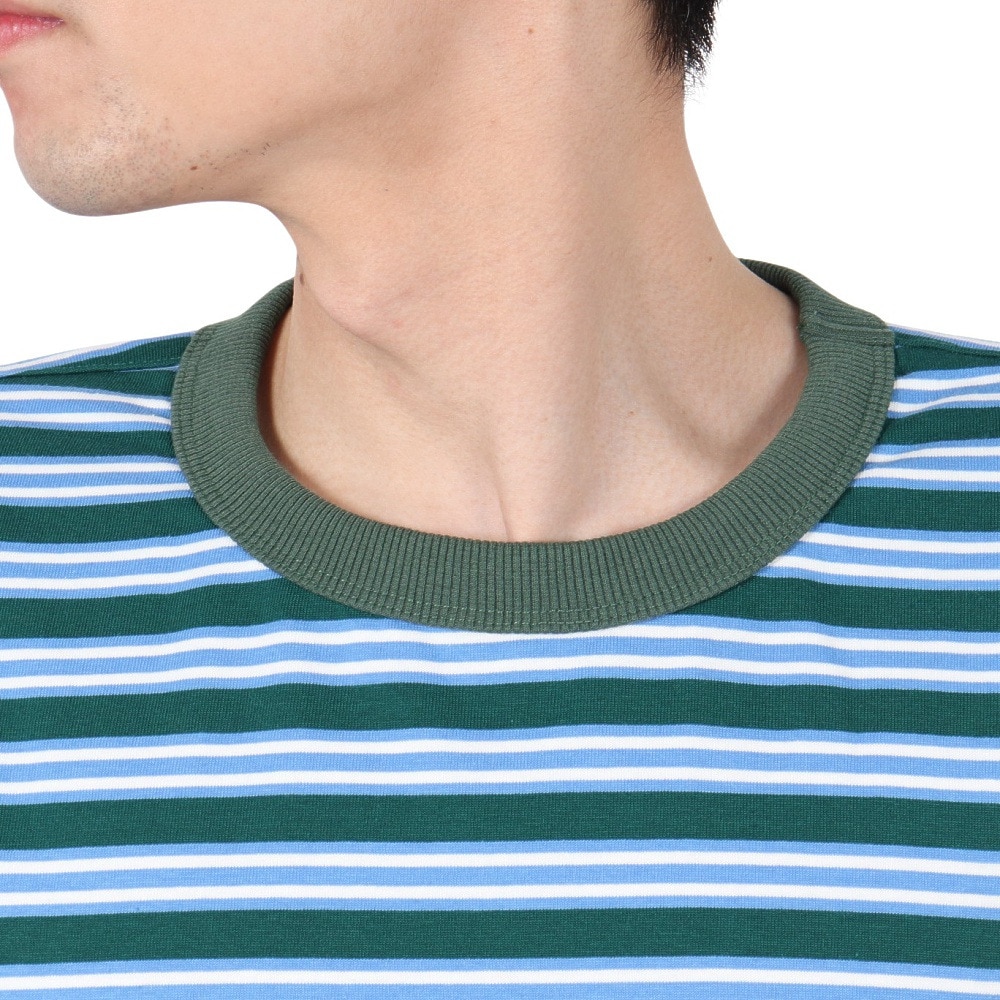 クリフメイヤー（KRIFF MAYER）（メンズ）チルタイムマルチボーダー半袖Tシャツ 2343100-65:GREEN
