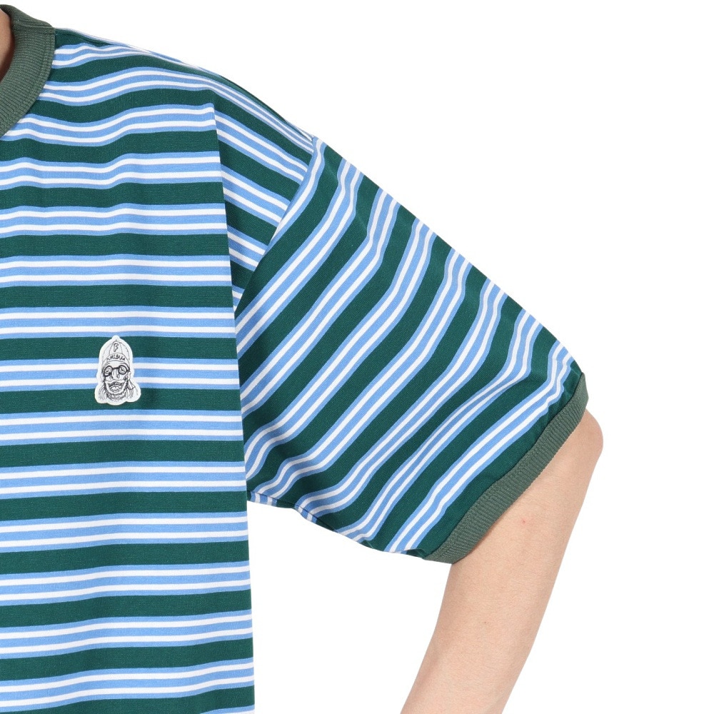 クリフメイヤー（KRIFF MAYER）（メンズ）チルタイムマルチボーダー半袖Tシャツ 2343100-65:GREEN