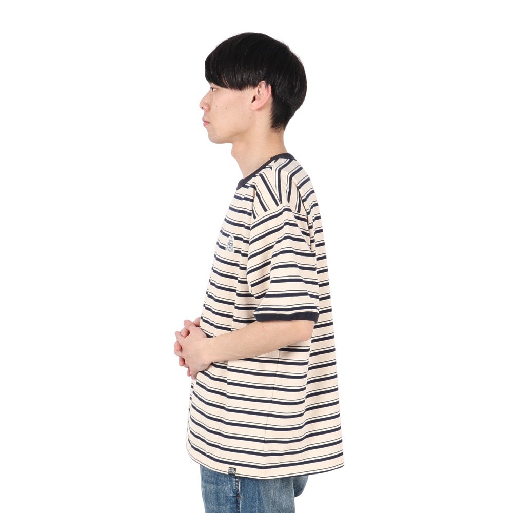 クリフメイヤー（KRIFF MAYER）（メンズ）チルタイムマルチボーダー半袖Tシャツ 2343100-9:NATURAL