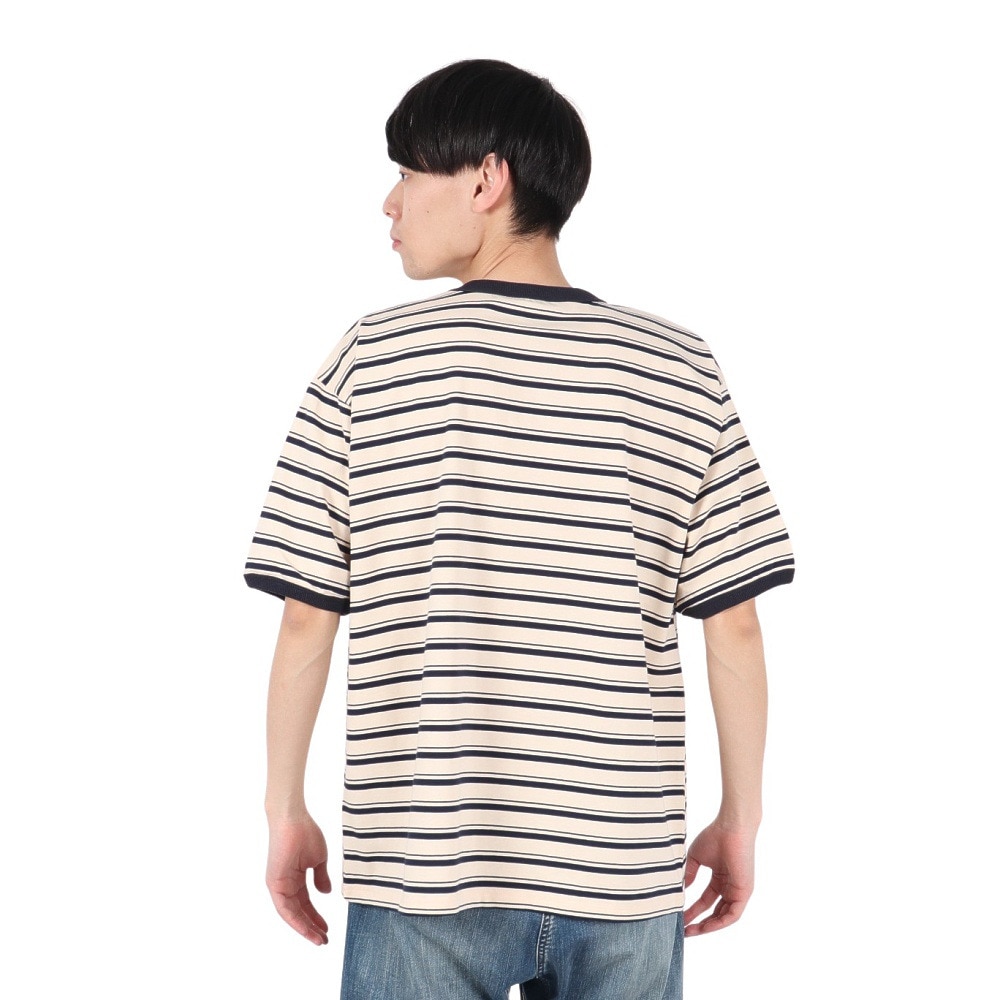 クリフメイヤー（KRIFF MAYER）（メンズ）チルタイムマルチボーダー半袖Tシャツ 2343100-9:NATURAL