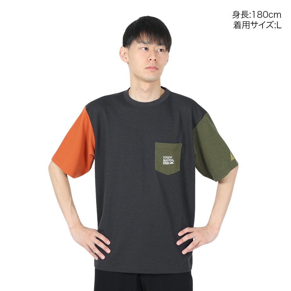 クリフメイヤー（KRIFF MAYER）（メンズ）蚊を寄せ付けない 半袖Tシャツ BUG PROOF 防蚊加工 ポケットTシャツ 2345101-110:MULTI-COL2 マルチカラー