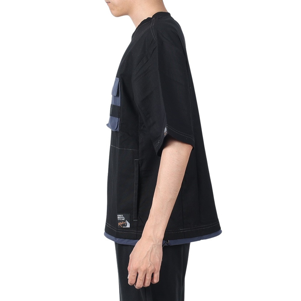 クリフメイヤー（KRIFF MAYER）（メンズ）ROKXコラボ 布帛Tシャツ 2345103-19:BLACK