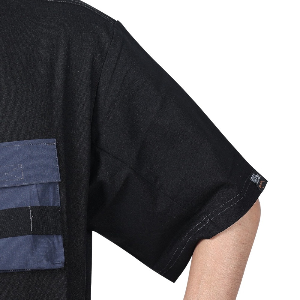クリフメイヤー（KRIFF MAYER）（メンズ）ROKXコラボ 布帛Tシャツ 2345103-19:BLACK