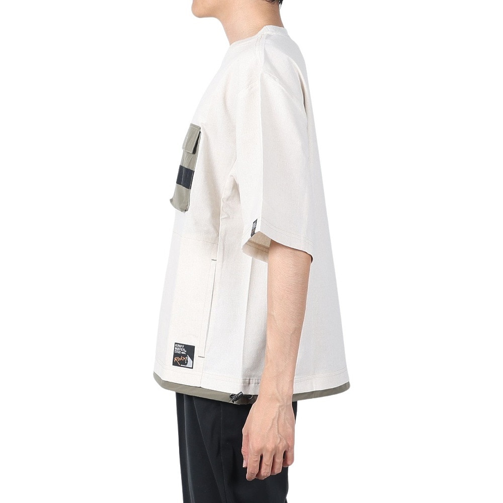 クリフメイヤー（KRIFF MAYER）（メンズ）ROKXコラボ 布帛Tシャツ 2345103-9:NATURAL