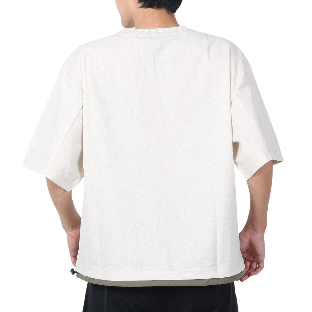 クリフメイヤー（KRIFF MAYER）（メンズ）ROKXコラボ 布帛Tシャツ 2345103-9:NATURAL