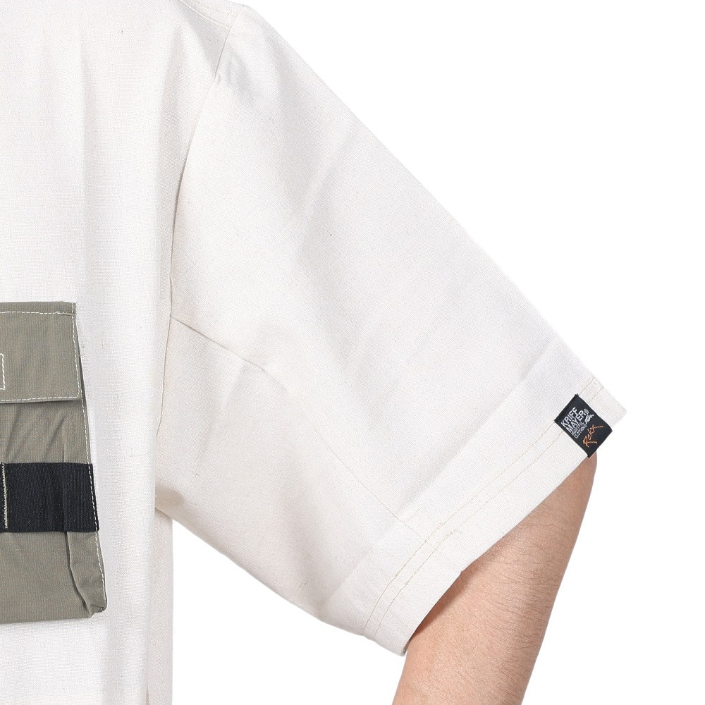 クリフメイヤー（KRIFF MAYER）（メンズ）ROKXコラボ 布帛Tシャツ 2345103-9:NATURAL