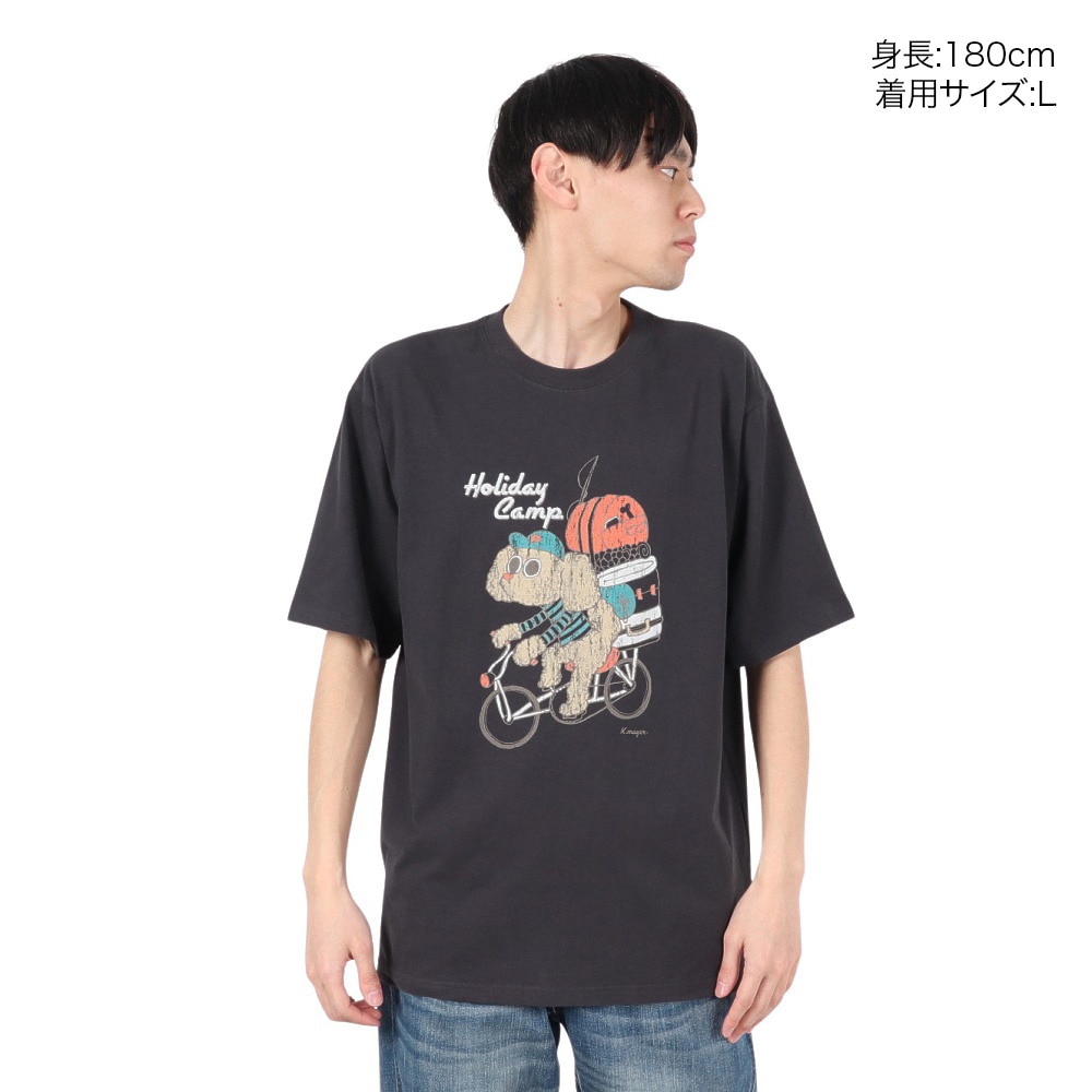 クリフメイヤー（KRIFF MAYER）（メンズ）アニマル半袖Tシャツ プードル 2347204-17:CHARCOAL