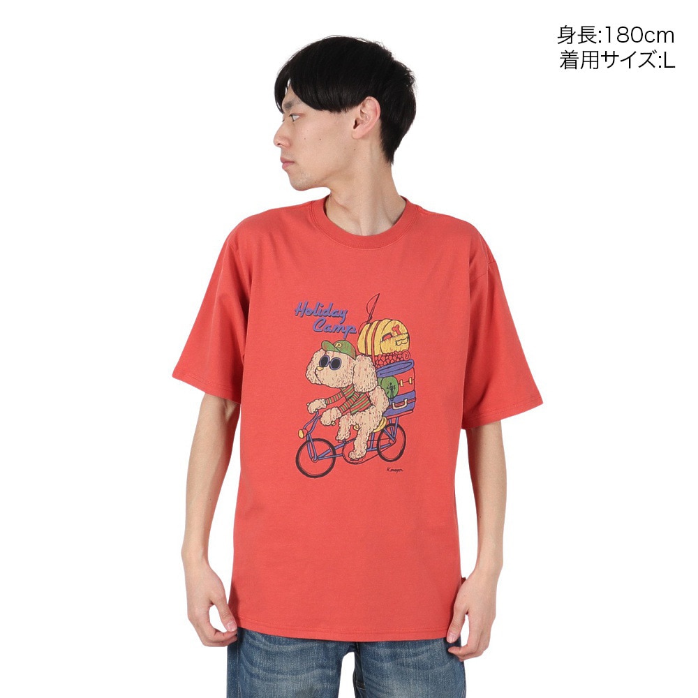 クリフメイヤー（KRIFF MAYER）（メンズ）アニマル半袖Tシャツ プードル 2347204-35:RED