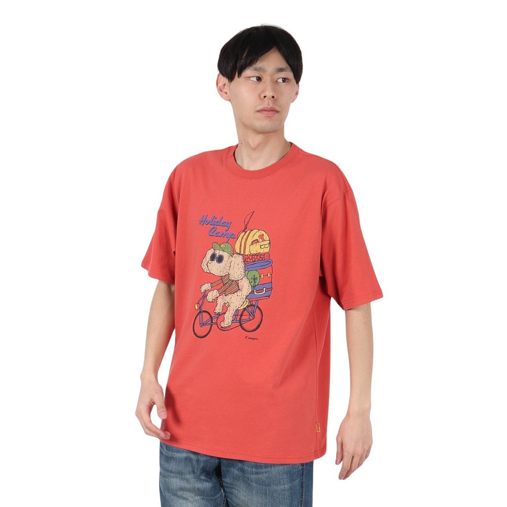 クリフメイヤー（KRIFF MAYER）（メンズ）アニマル半袖Tシャツ プードル 2347204-35:RED