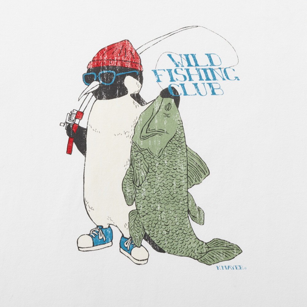 クリフメイヤー（KRIFF MAYER）（メンズ）ヴィンテージライク アニマル半袖Tシャツ ペンギン 2347205-5:OFF オフホワイト ユニセックス仕様