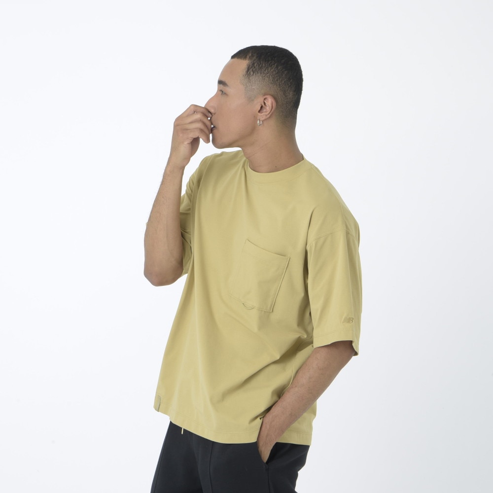 ニューバランス（new balance）（メンズ）半袖Tシャツ ラッシュガード MT1996 Tシャツ AMT45019 BG4 サンドベージュ 吸汗速乾 4wayストレッチ UPF40+