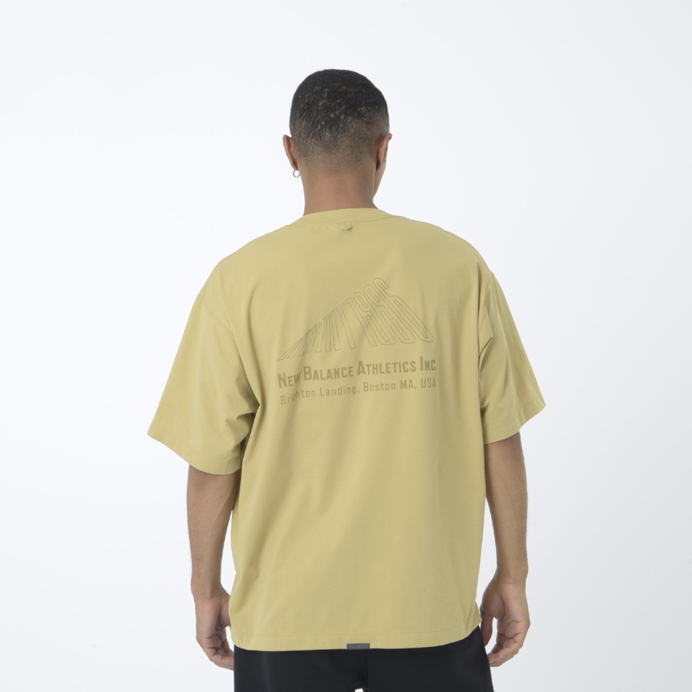 ニューバランス（new balance）（メンズ）半袖Tシャツ ラッシュガード MT1996 Tシャツ AMT45019 BG4 サンドベージュ 吸汗速乾 4wayストレッチ UPF40+
