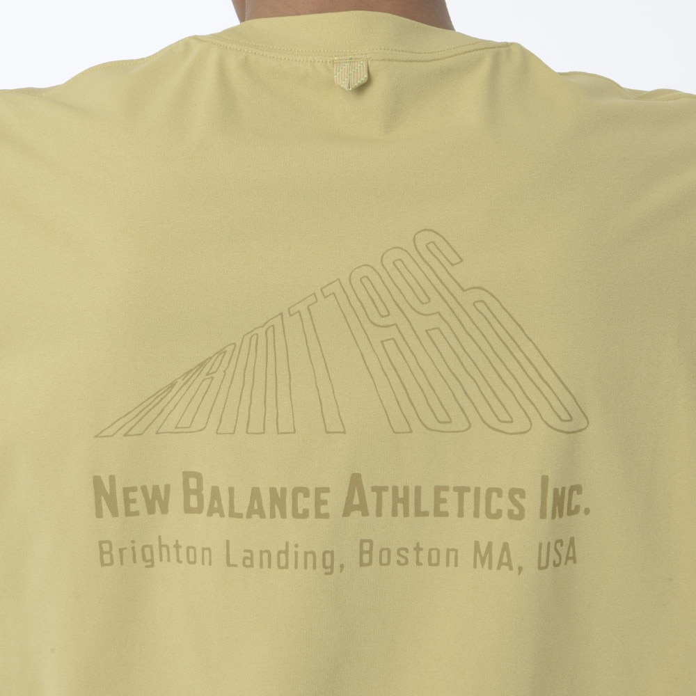 ニューバランス（new balance）（メンズ）半袖Tシャツ ラッシュガード MT1996 Tシャツ AMT45019 BG4 サンドベージュ 吸汗速乾 4wayストレッチ UPF40+