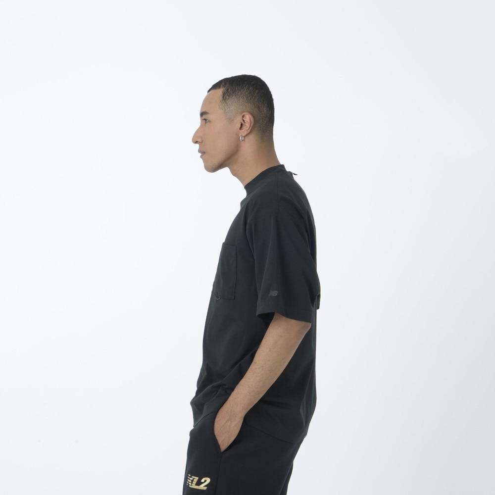 ニューバランス（new balance）（メンズ）半袖Tシャツ ラッシュガード MT1996 Tシャツ AMT45019 BK ブラック 吸汗速乾 4wayストレッチ UPF40+