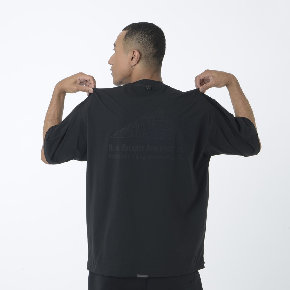 ニューバランス（new balance）（メンズ）半袖Tシャツ ラッシュガード MT1996 Tシャツ AMT45019 BK ブラック 吸汗速乾 4wayストレッチ UPF40+