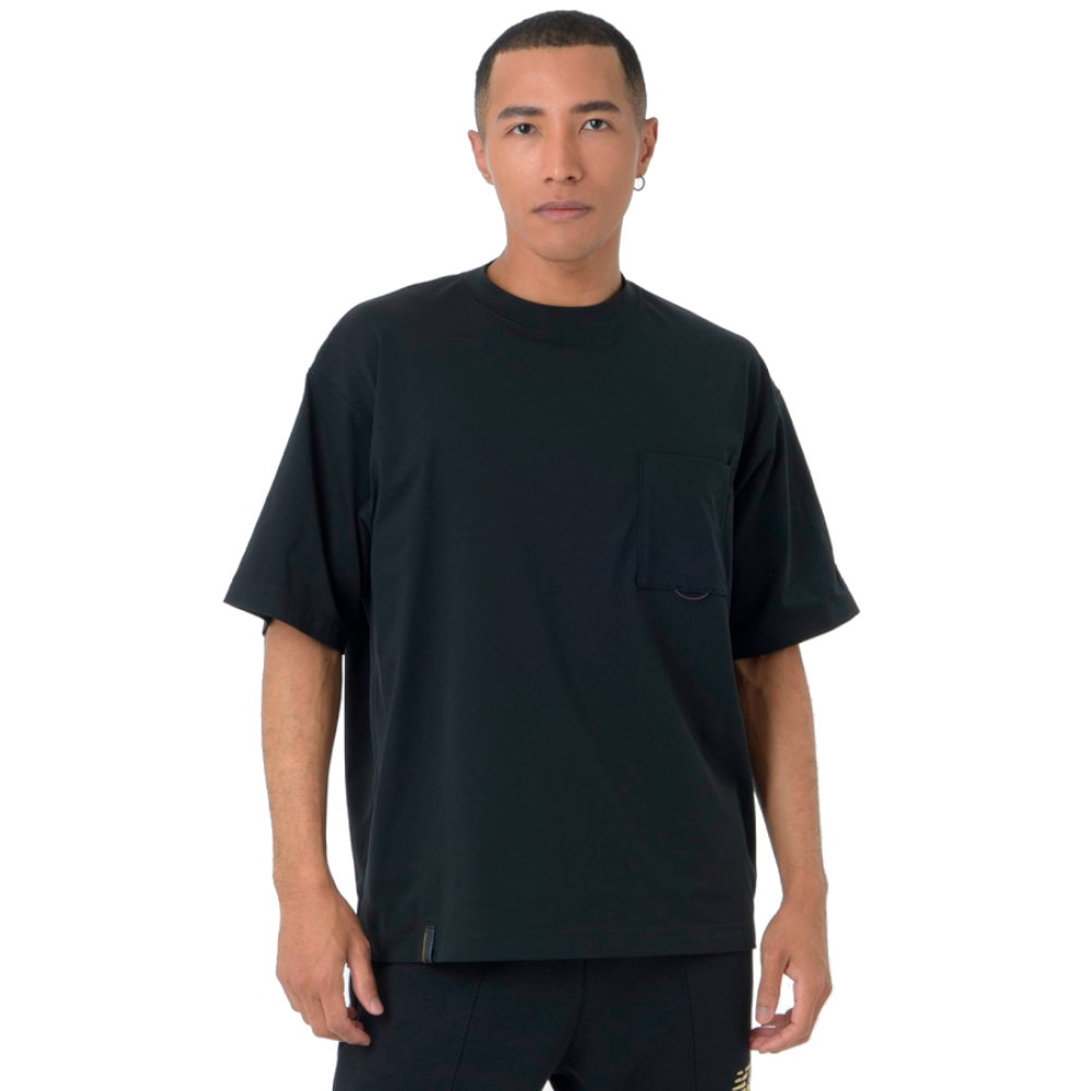 ニューバランス（new balance）（メンズ）半袖Tシャツ ラッシュガード MT1996 Tシャツ AMT45019 BK ブラック 吸汗速乾 4wayストレッチ UPF40+